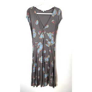 Boden Gray Maxi Dress with Blue and Red Accents